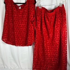 Susan Graver Red Lace Skirt Set size 5XL